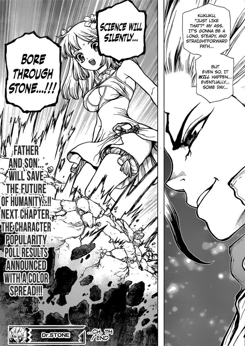 Dr. Stone Manga Chapter 114 page 18 - Silently, Science Pierces the Stone