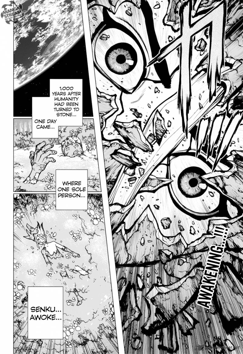 Dr. Stone Manga Chapter 13 page 2 - Part 1: Stone World: The Beginning