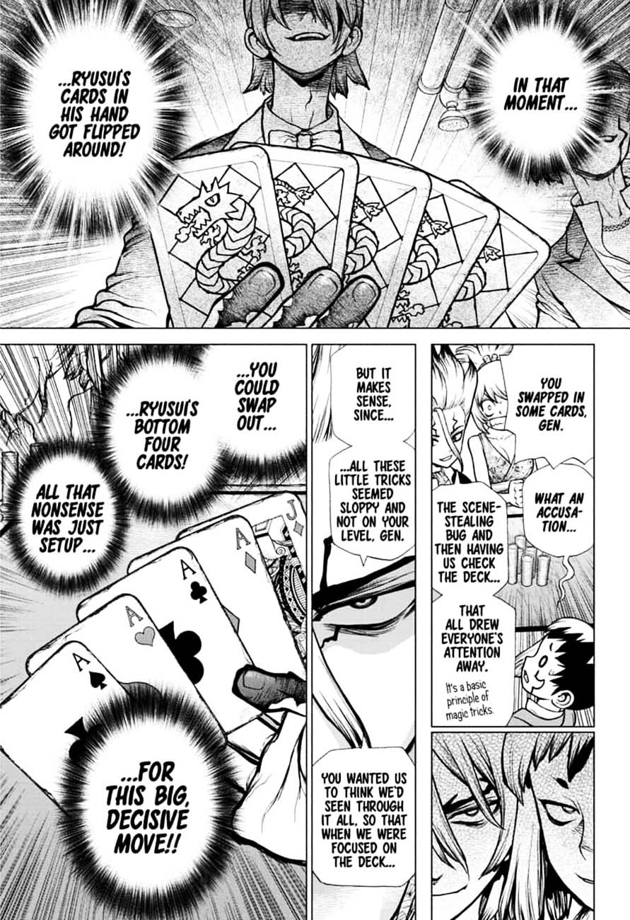Dr. Stone Manga Chapter 144 page 11 - Ryusui & Gen vs. Senku & Kohaku