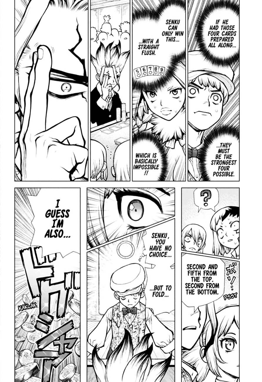 Dr. Stone Manga Chapter 144 page 12 - Ryusui & Gen vs. Senku & Kohaku