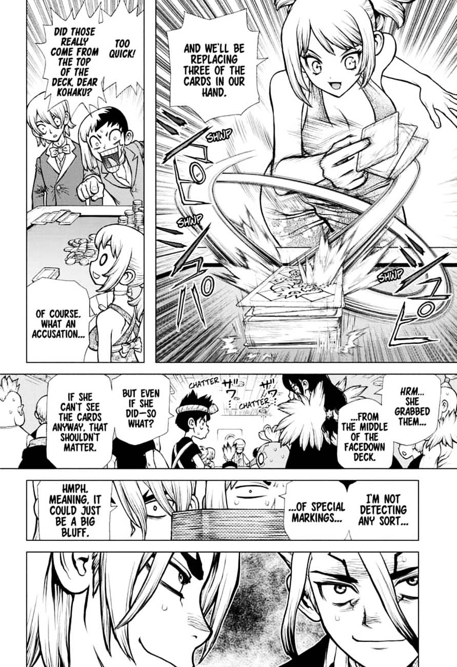 Dr. Stone Manga Chapter 144 page 14 - Ryusui & Gen vs. Senku & Kohaku