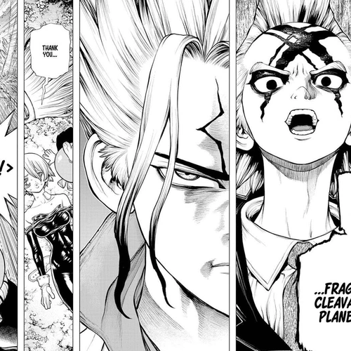 Dr. Stone Manga Chapter 185 (Lovely Cleavage Plane) cover