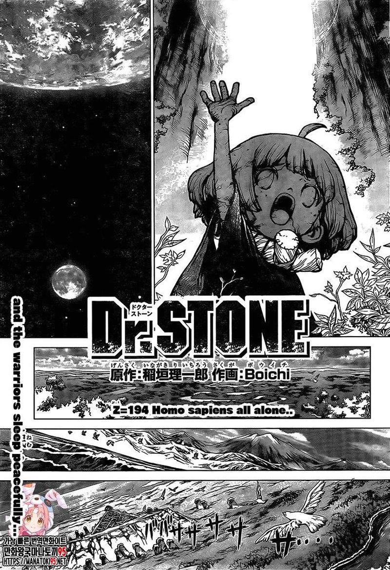 Dr. Stone Manga Chapter 194 page 1 - Homo Sapiens, All Alone
