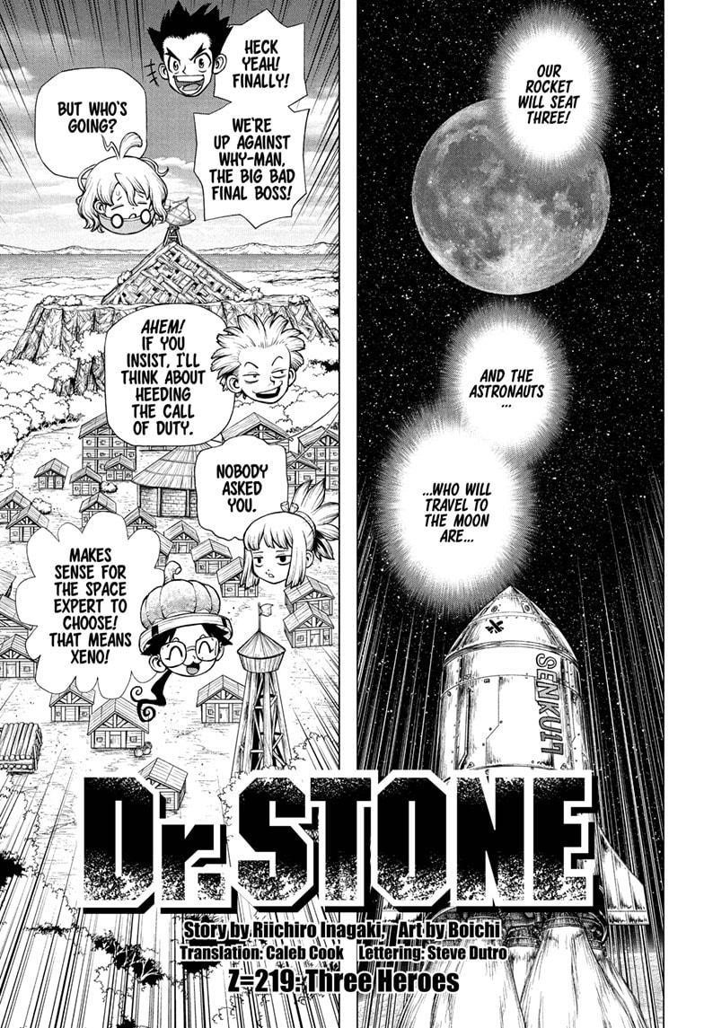 Dr. Stone Manga Chapter 219 page 1 - Three Heroes
