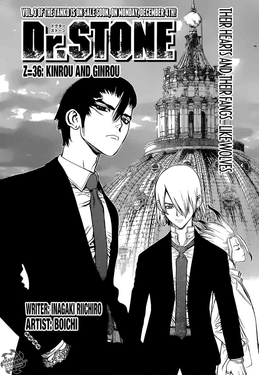 Dr. Stone Manga Chapter 36 page 5 - Kinro and Ginro