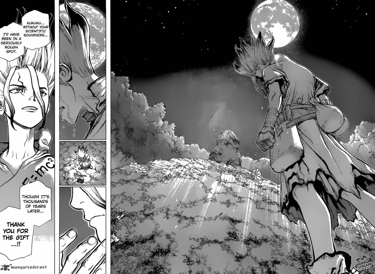 Dr. Stone Manga Chapter 45 page 15 - Epilogue of Part 1 (End of Part 1)